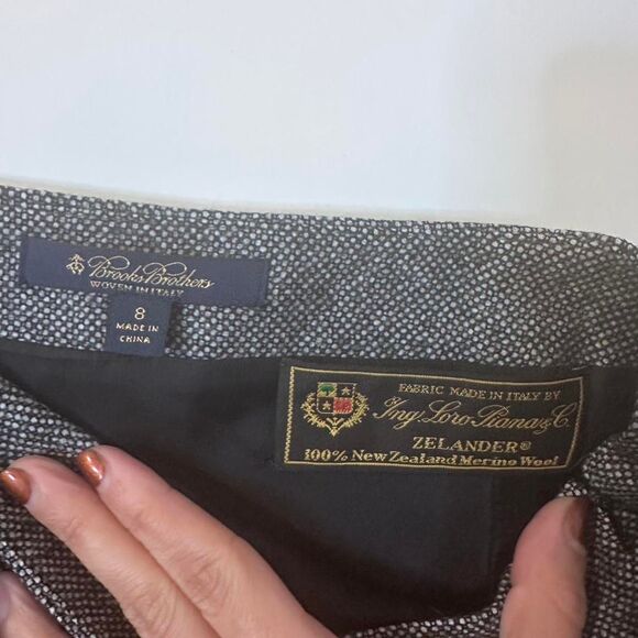 Brooks Brothers with Loro Piana Merino Wool Grey Pencil Skirt With Pleats - Picture 4 of 5